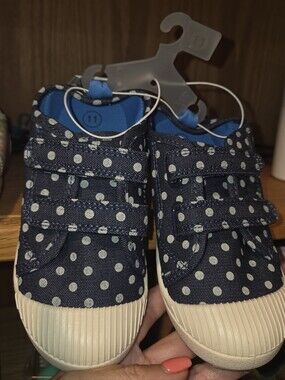Cat & Jack Navy Polka Dot Velcro Sneakers